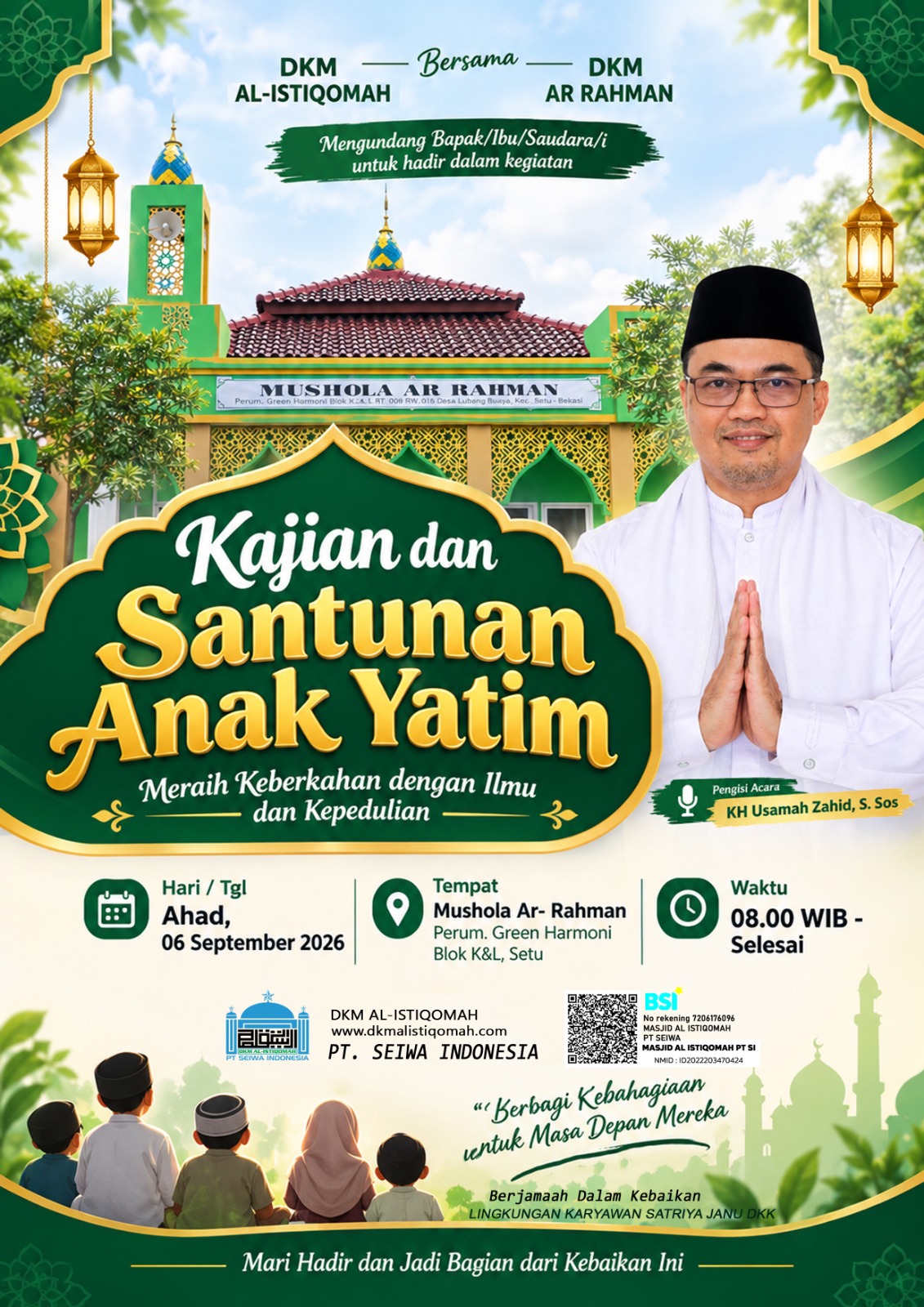 DKM AL-ISTIQOMAH dan DKM AR-RAHMAN Gelar Kajian dan Santunan Anak Yatim